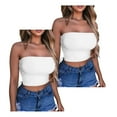 thumbnail image 2 of Besolor 2PC Women's Crop Top Sleeveless Stretchy Solid Color Going out Strapless Tube Top Basic Bandeau for Summer, 2 of 5