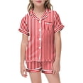 thumbnail image 4 of Ensemble de Pyjamas en Soie pour Garçons Manches Courtes Imprimé Pyjamas Boutonnés pour Filles Ensemble de Pyjamas pour Enfants Chemise de Nuit Pyjamas pour Enfants Garçons Filles Mode, 4 of 4