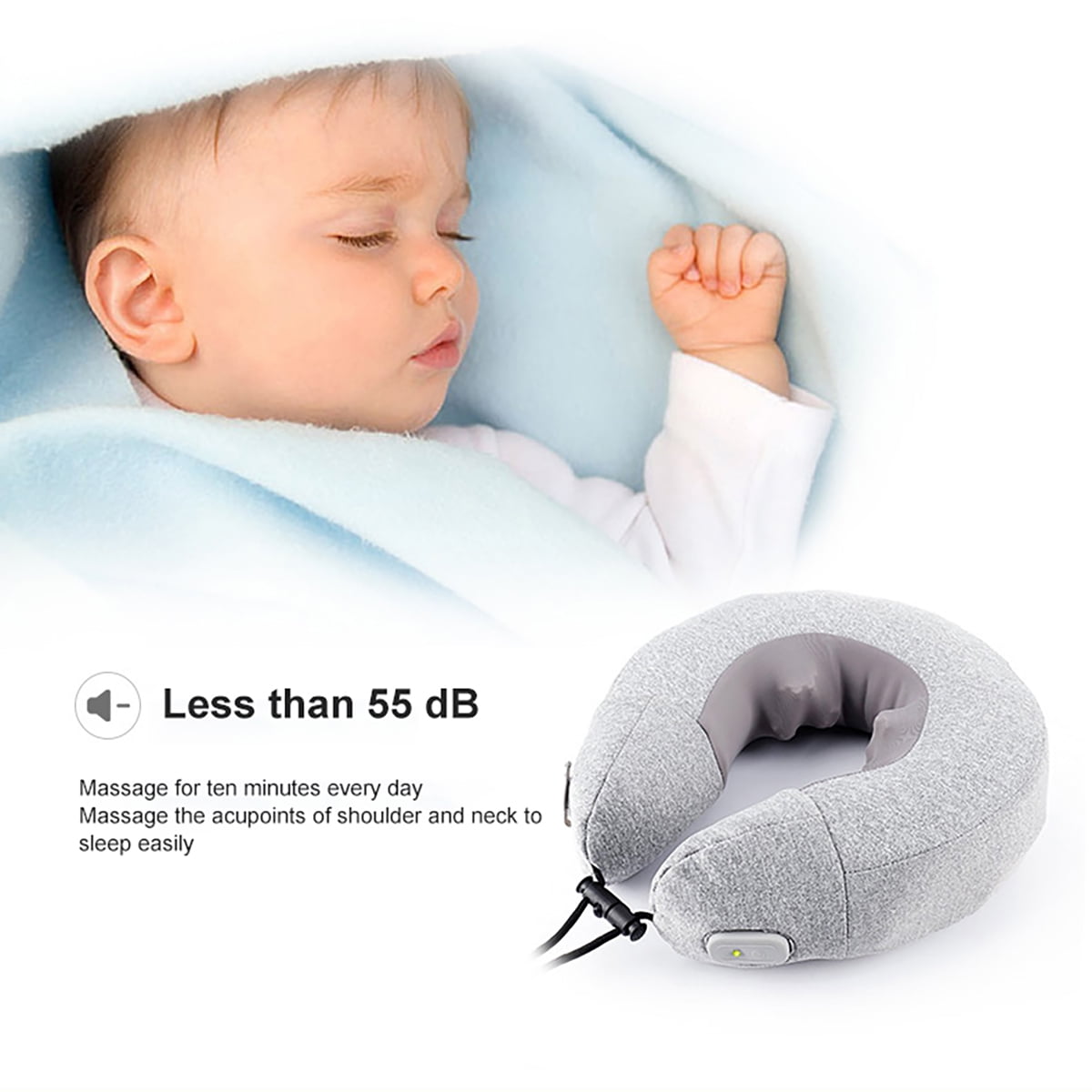 E.Share Gray Electric Inflatable Travel Pillow, 1 Count