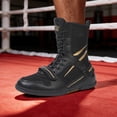 thumbnail image 4 of [Sneakers] 1 Pair of Solid Color Professional Men'S High-Top Boxing Shoes, Non-Slip, Comfortable, Durable, Breathable Boxing Training Shoes, Wear-Resistant Competition Arena Fighting Shoes, 4 of 6