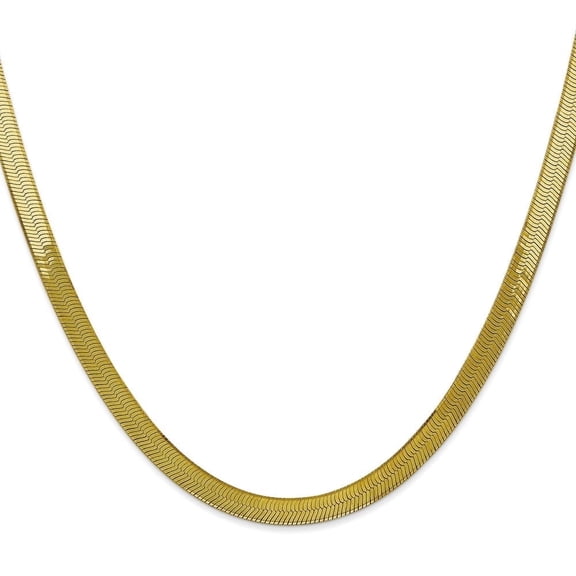 Diamond2Deal Mother's Day Gift 10K Yellow Gold 5mm Silky Herringbone Chain Necklace for Women 16"
