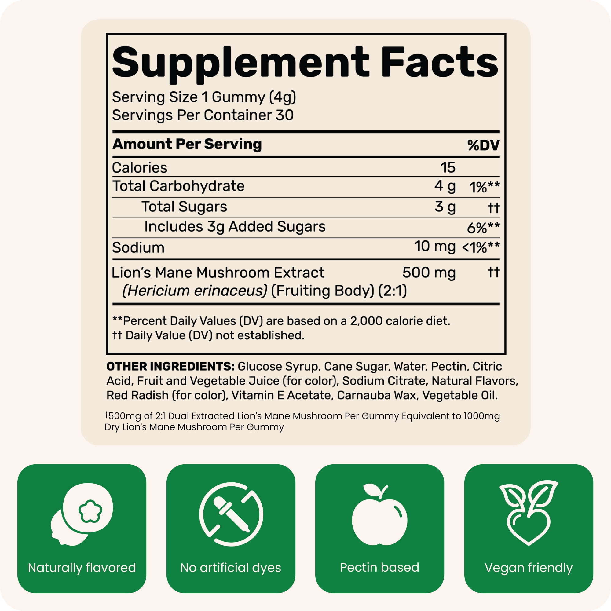 Fungies Lion's Mane Mushroom Supplement Gummies for Brain Health, Focus, & Memory Support, Blueberry & Strawberry Flavor, 30 Count