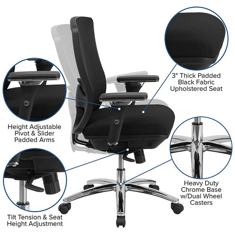 Emma Oliver 24 7 350 lb. Big Tall Black Mesh Synchro Tilt Swivel Ergonomic Office Chair