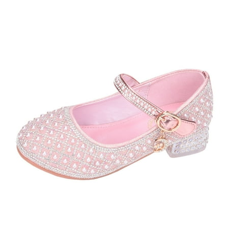 MIASHUI Shoes for Children Girls Shoes Children s High Heels Girls Single Shoes Piano Performance Shoes Walk Show Flower Girl Dress Shoes Pink 1