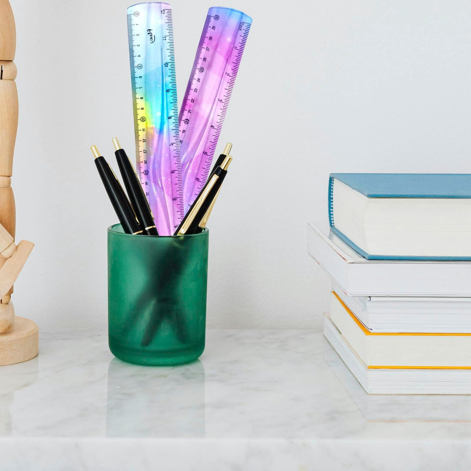 Miommo 12 Inch Flexible Ruler, Bendable Gradient Color Ruler with Inches and Centimeters, Soft PVC Ruler for Measuring Straight and Curved Surfaces, 1-Pack