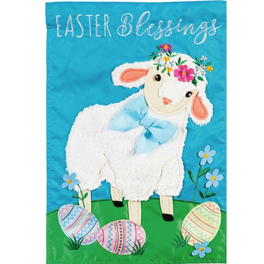 Evergreen Applique Double Sided House Flag Easter Lamb, High Quality