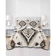 thumbnail image 3 of Boho Black Brown Queen Size Down Alternative Comforter, Lightweight Comforter Quilt Bedding Set with Pillow Shams Geometric Southwestern Ethnic Vintage All Seasons Bed Comforter Duvet Insert 90"x96", 3 of 7