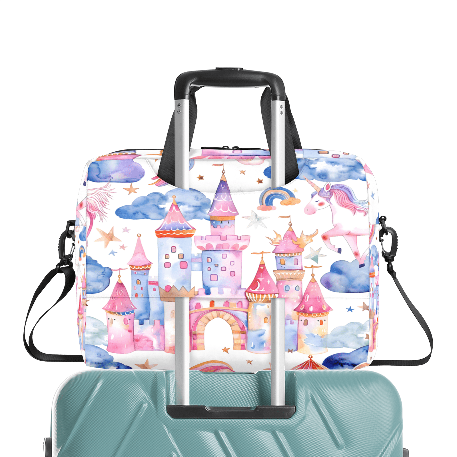 Herdesigns Unicorn Castle Rainbow Laptop Bag for Women Men, Computer Case Briefcase Messenger Bags, 15-15.6 inch Laptop Sleeve Shoulder Bag