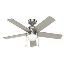 Restored Hunter Fan 44 inch Contemporary Brushed Nickel Indoor Ceiling fan with Light Kit and Pull Chain (Refurbished)