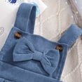thumbnail image 6 of KPOPLK Newborn Baby Girl Clothes Infant Butterfly Print One-Piece Romper+Suspender Skirt+Headband 3pcs Clothing Sets(12-18 Months,Blue), 6 of 7