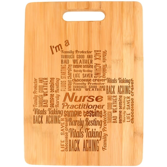 ThisWear Nurse Practitioner Gifts for Women I'm a Nurse Practitioner Essential Attributes Big Rectangle Bamboo Cutting Board