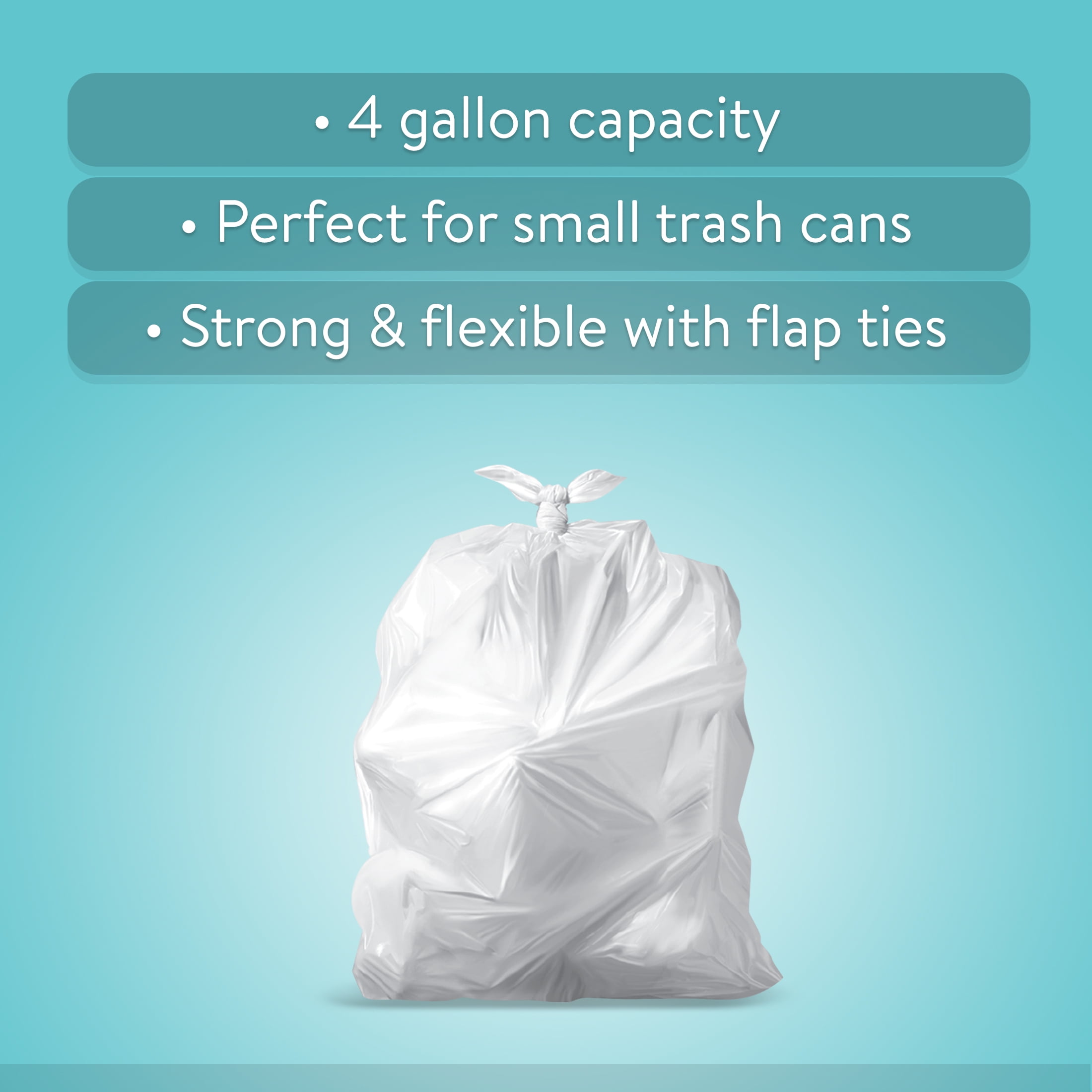 Charmount Drawstring 4 Gallon Trash Bags, Small Trash Bags, 60 Count (15 Liter)(Grey Drawstring, Unscented Trash Can Liner, Size: 60pcs 4 Gallon Trash