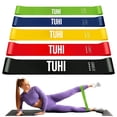 thumbnail image 1 of TUHI Resistance Bands for Exercise (Set of 5) - Non-Slip Elastic Loop Workout Bands - Workout Equipment for Home, Gym, Strength, Pilates, Yoga, and Stretch - Travel Carrying Case Included, 1 of 7