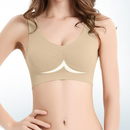 MLCDZ Plus Size Women s Comfort Workout Sports Bra Low-Impact Activity Sleep Bras  Full Coverage Push up Bras  No Underwire Seamless Workout Yoga Bra Beige XXXXL