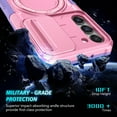 thumbnail image 6 of Case for Samsung Galaxy S24 Plus, with Sliding Camera Cover, with Rotating Finger Ring Holder Magnetic Bracket Hybrid Hand Grip Protective Shockproof Phone Case Cover for S24 Plus - Pink, 6 of 9