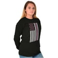 thumbnail image 4 of Breast Cancer Pink Ribbon USA Flag Women's Long Sleeve T Shirt Brisco Brands S, 4 of 6