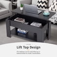 thumbnail image 4 of Table Basse Noire à Plateau Relevable avec Rangement Caché, Table de Salon Moderne en Bois de 39,4 Pouces avec Tablette Inférieure, 4 of 5