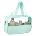 thumbnail image 2 of Unique Bargains Women Durable Transparent Patchwork Medium Makeup Bag for Vacation Camping PU Leather Green-L, 2 of 4