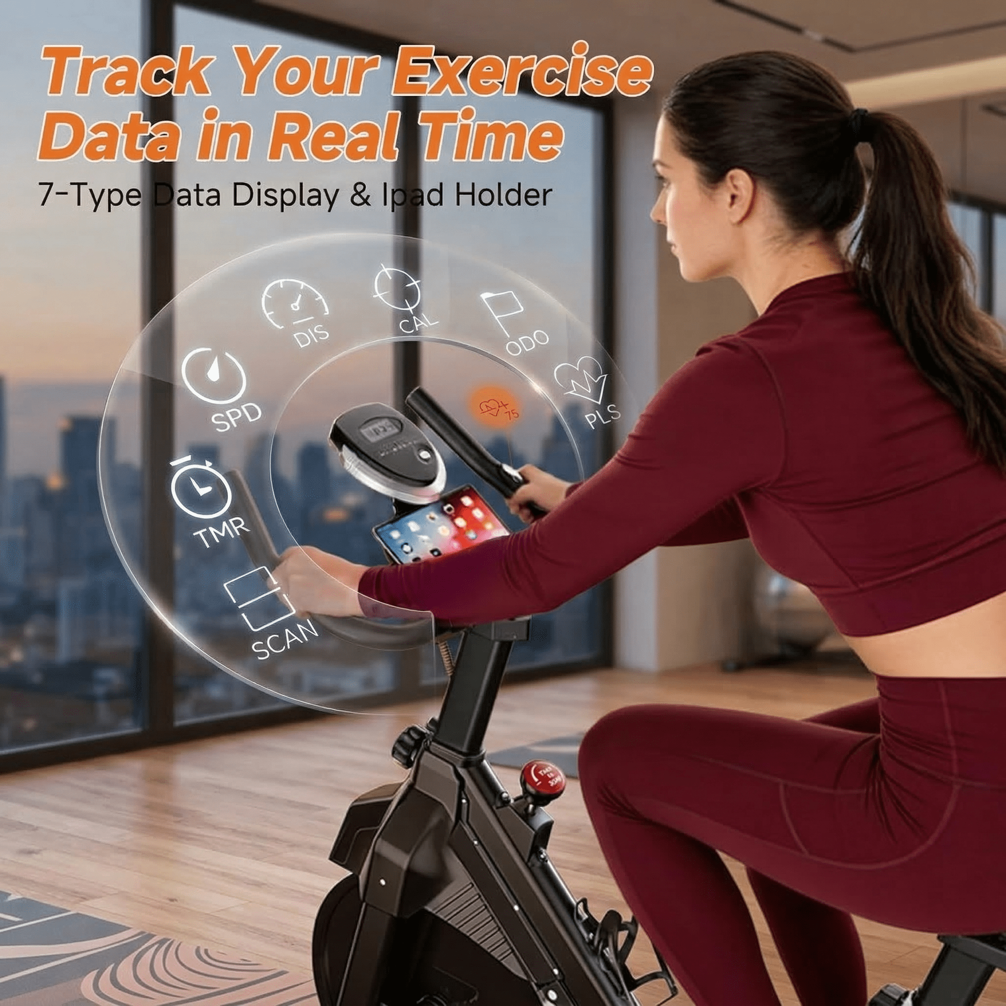 USLIM Magnetic Exercise Bike for Home, Quiet Stationary Bike with Silent Belt Drive, Comfort Seat, Tablet and Water Bottle Holder, 330 lb Capacity