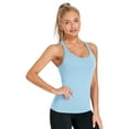 thumbnail image 2 of Women's Scoop Neck Tight Sport Camisole With Shelf Bra Racerback Yoga Tank Top, 2 of 6