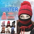 thumbnail image 5 of Hat Female Winter Warm Woolen Hat Warm Cute Female Hat Three-piece Ear Protection Knitted Hat, 5 of 5