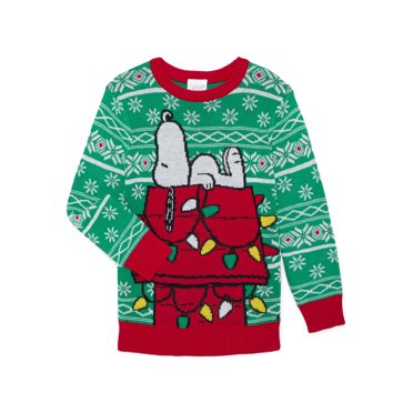 Peanuts Snoopy Little Boys and Big Boys Holiday Sweater, Sizes 4-18