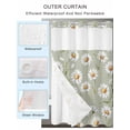 thumbnail image 2 of No Hook Cloth Fabric Shower Curtain with Snap in Liner, Sage Green Flower Waterproof Shower Curtains Set with See Through Top Window, Vintage Watercolor Floral Leaf Bath Curtains Shower 72"x72", 2 of 6