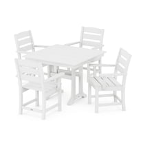 POLYWOOD Lakeside 5-Piece Farmhouse Trestle Arm Chair Dining Set in White