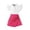 Hot Pink., variant on HBGVBA Girl's Skirt Outfit Set,Button-up Lace Sleeve Shirts and Skirts,1-8 Years Lapel Lace Sleeve Shirt Irregular Skort Set