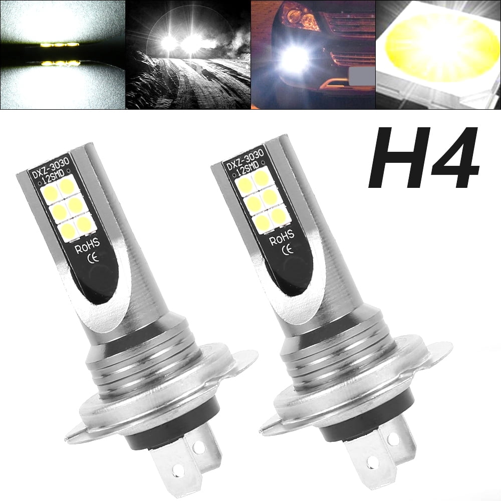 2x H4 HB2 9003 Xenon White 12V 55W 6000K Bright Light Halogen Headlight Bulbs