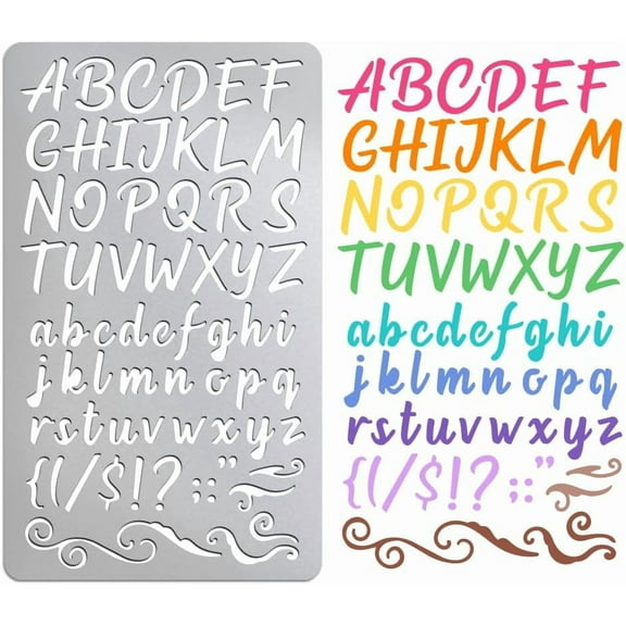 Wood Carving Metal Letter Stencil Stainless Steel Reusable Lettering Alphabet Symbol Template Wood Burning Letter Template Alphabet and Number Stencil for Journaling DIY Woods Engraving Colorful