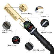 USTAR Hot Comb Hair Straightener, Electric Heating Comb, Portable Travel Anti-Scald Beard Straightener Press Comb, Ceramic Comb Security Portable Curling Iron Heated Brush