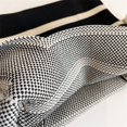 thumbnail image 4 of Student Wide Stripe Reusable Knot Wrist Bag Knit Handbag Shopping Bags Plaid Tote Bag COFFEE, 4 of 8