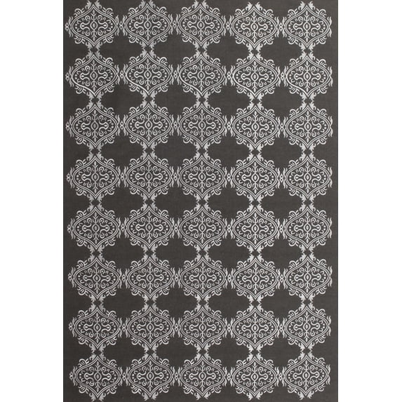 Ahgly Company Machine Washable Indoor Rectangle Contemporary Gunmetal Gray Area Rugs, 7' x 9'