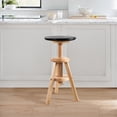 thumbnail image 3 of eHemco Swivel Solid Wood Adjustable Bar Stool, 18.9 to 25.2 Inches, Natural Base with Black Top, 3 of 7