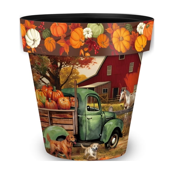 Briarwood Lane Fall Planter 8.5" x 8.5" x 8.5" Autumn Farm Small For Fall Planter