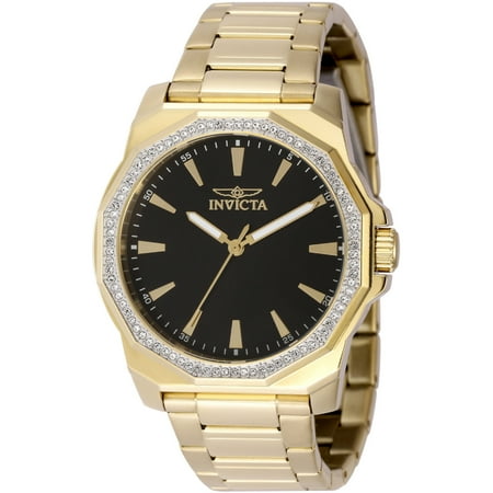 Invicta 49107 Men's Speedway Yellow Gold Case Black Dial Watch