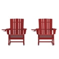thumbnail image 2 of Emma + Oliver Set of 2 Adirondack Rocking Chairs with Cup Holders, Weather Resistant HDPE Adirondack Rocking Chairs in Red, 2 of 12