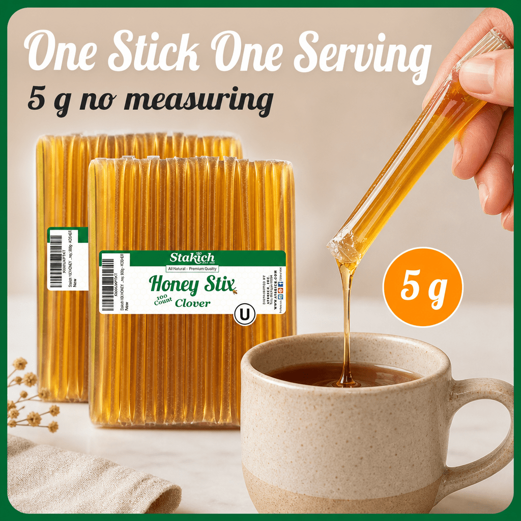 Stakich Clover Grade A Honey Stix- 2 Packs of 100