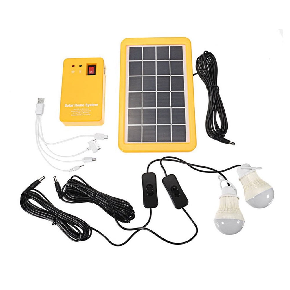 Outdoor Portable Solar Home System Kit DC Solar Panel Power Generator LED Light Bulbs Solar