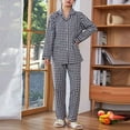 thumbnail image 2 of VALMASS Women Plaid Pajama Sets Long Sleeve Blouse and Lounge Pant with Pockets 2 Piece Button Down Pjs Sets (L, A Black), 2 of 8