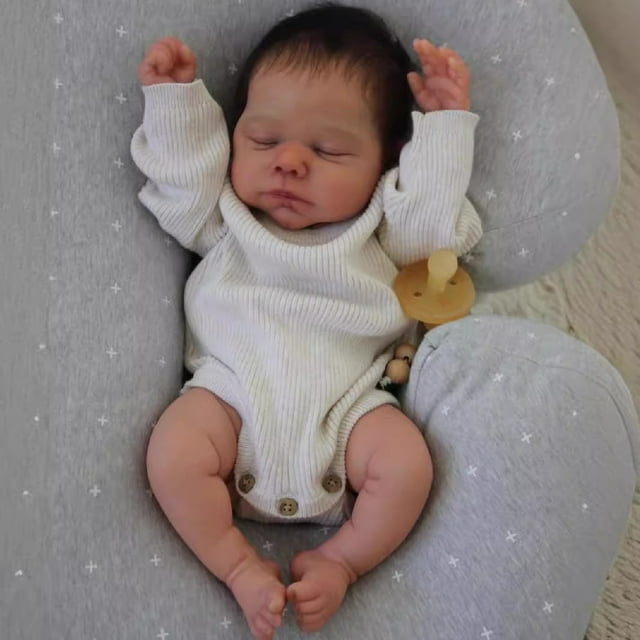 "NPK 20-inch Soft Cloth Baby Doll Marley with Silicone Limbs & Outfit - Hand-Implanted Hair"
