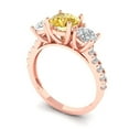 thumbnail image 2 of Clara Pucci 14K Rose Gold Solid Gold Yellow Three-Stone Anniversary Ring for Women - 1.97 cttw Round Cut, 2 of 8