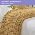 thumbnail image 4 of Chunky Knit Blanket Throw x Hand Knitted Chenille Throw Blanket Small Soft Thick Yarn Cable Knit Blanket Cute Rope Knot Crochet Throw Blankets for Couch Bed Sofa (Light ), 4 of 7