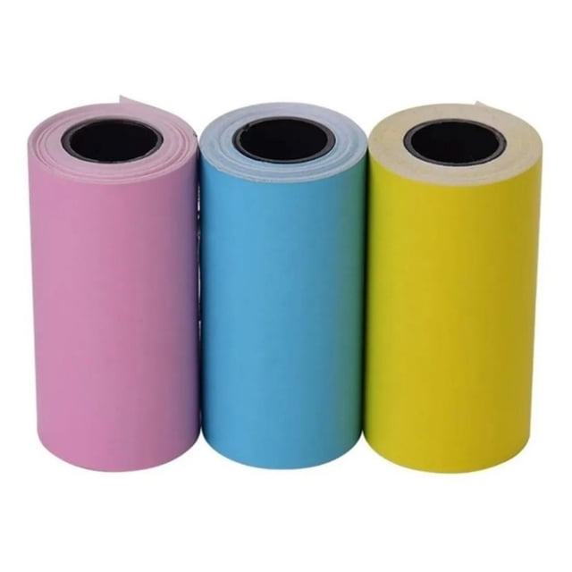 Papel adhesivo para impresora térmica, 3 rollos de colores, 57x30 mm