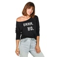 thumbnail image 2 of Ummm NO Women's Fashion Slouchy 3/4 Sleeves Raglan Lightweight Sweatshirt Black 2X-Large, 2 of 3