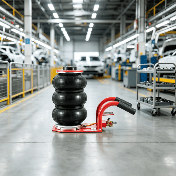 3 Ton/6600 lbs Triple Bag Air Jack with Six Steel Pipes, 17.7" Fast Lifting Pneumatic Jack with Side Handles, 3-5s Lift, Red, for Car & Garage Repair
