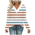 thumbnail image 3 of Womens Plus Size Fall Clothes, Long Sleeve Shirts for Women Fashion Loose Fit Striped Printed V Neck T-Shirts, 3 of 6