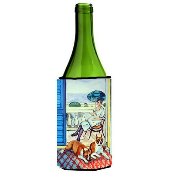 Lady with her Boxer Wine bottle sleeve Hugger 24 oz.