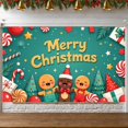 thumbnail image 2 of Gingerbread Theme Christmas Banner Christmas Tree Design Merry Christmas Banner Candy Cane Pattern Gift Box Decor Xmas Banner for Christmas Party Holiday Celebration Home Decoration, 2 of 8